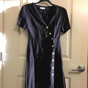 Black button midi dress